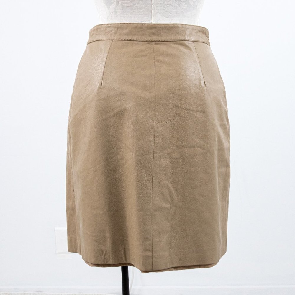 Fendi 6 Reversible Leather FF Logo Print Skirt Tan Vintage NWOT - Picture 11 of 16